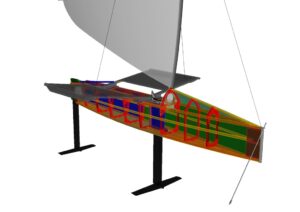 Model 3D konstrukcji kadłuba jachtu - projekty jachtów